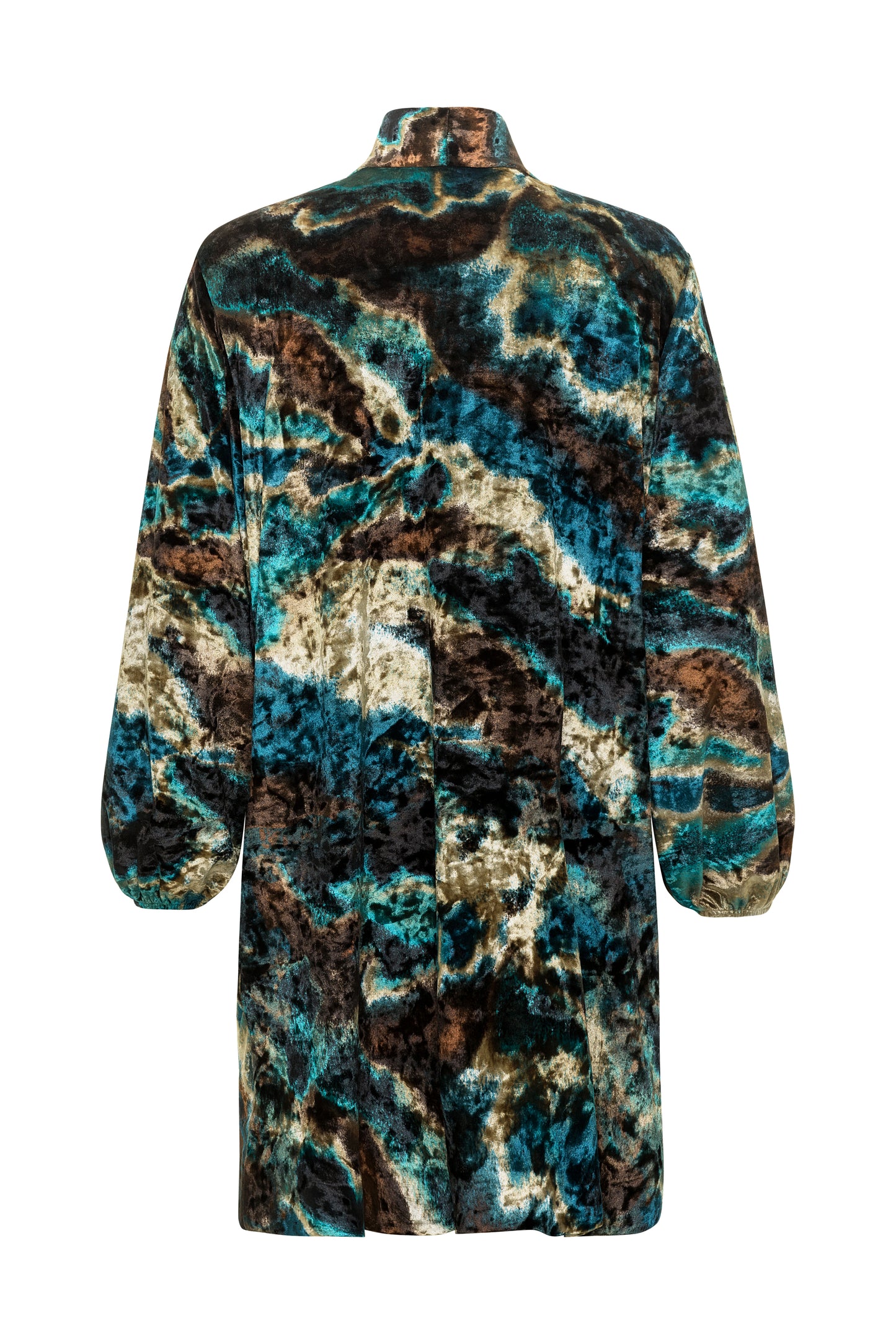 Women's Black Gold Blue Stretch Velvet Cardigan