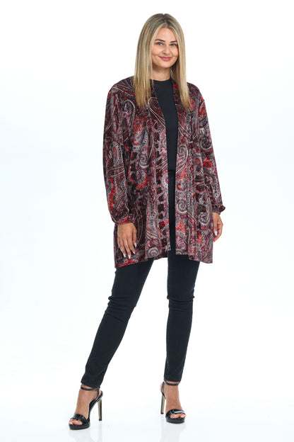 Light Velvet Coat with Pockets and Accents