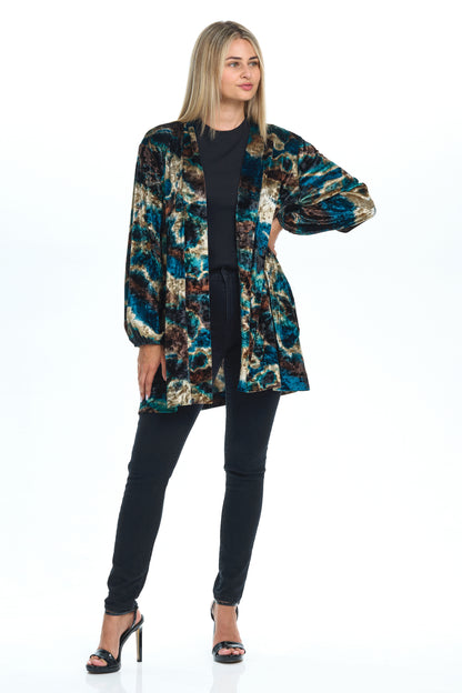 Light Velvet Coat with Pockets and Accents