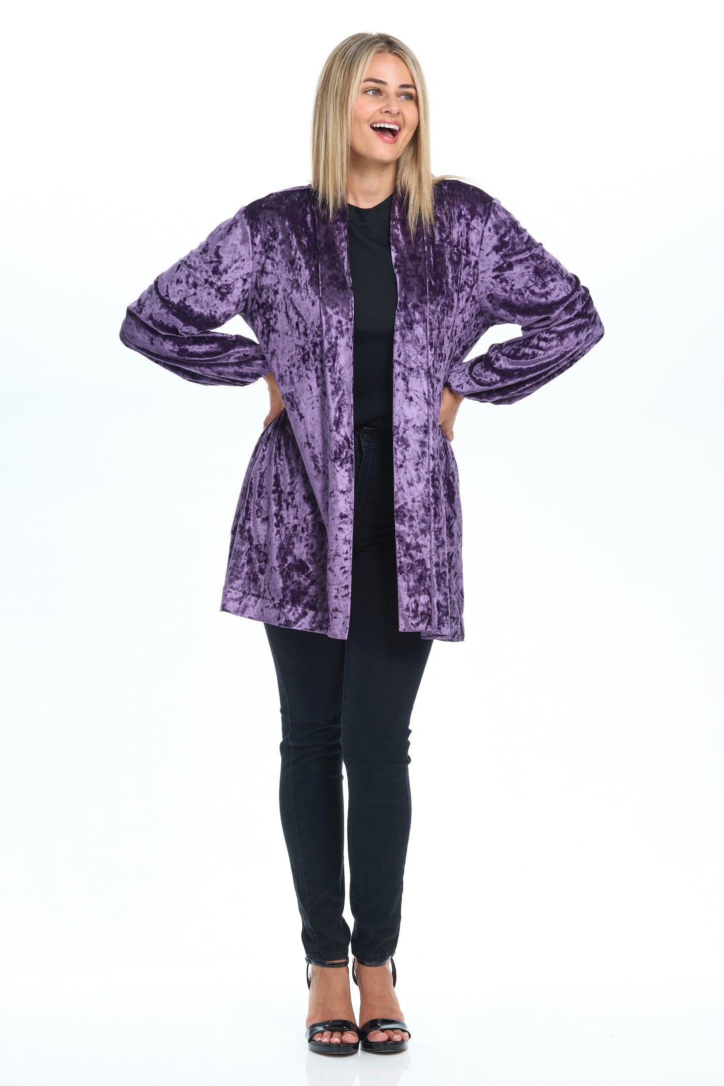 Light Velvet Coat with Pockets and Accents