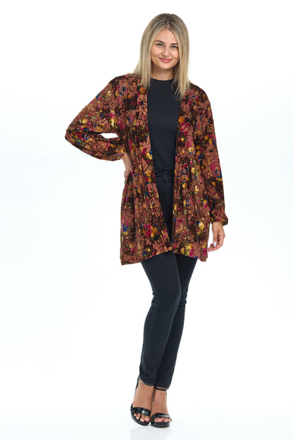 Light Velvet Coat with Pockets and Accents