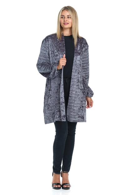 Light Velvet Coat with Pockets and Accents