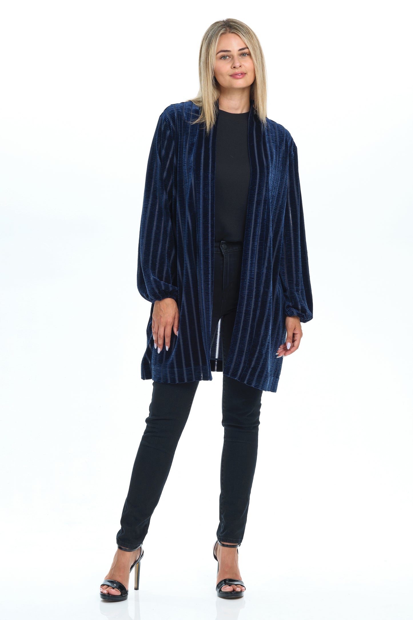 Light Velvet Coat with Pockets and Accents