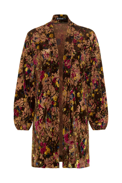 Floral patterned coat on a white background