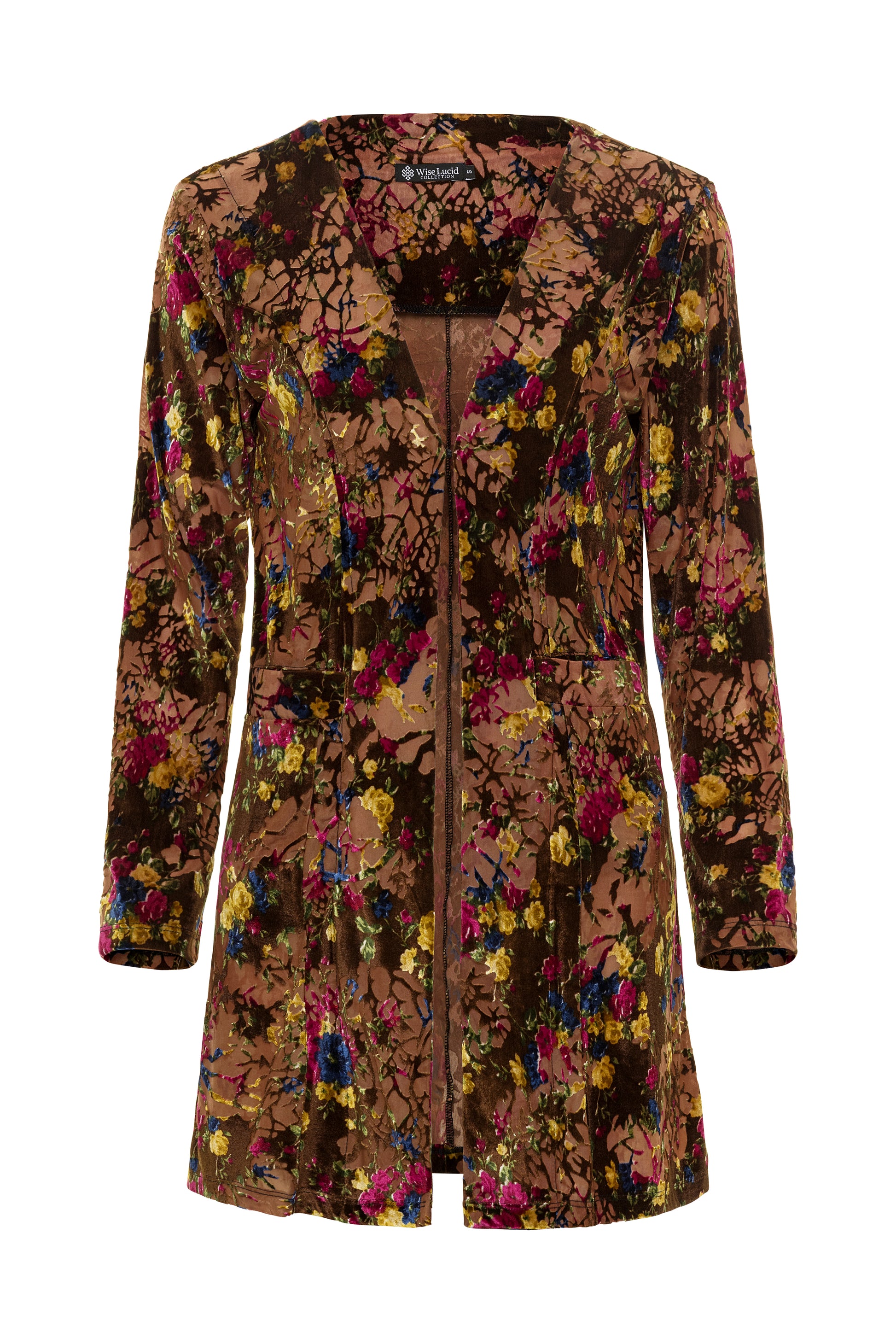 Floral patterned coat on a white background