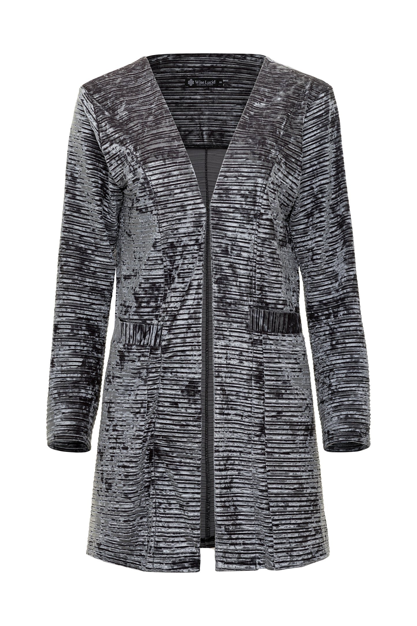 Textured gray plated coat on a white background