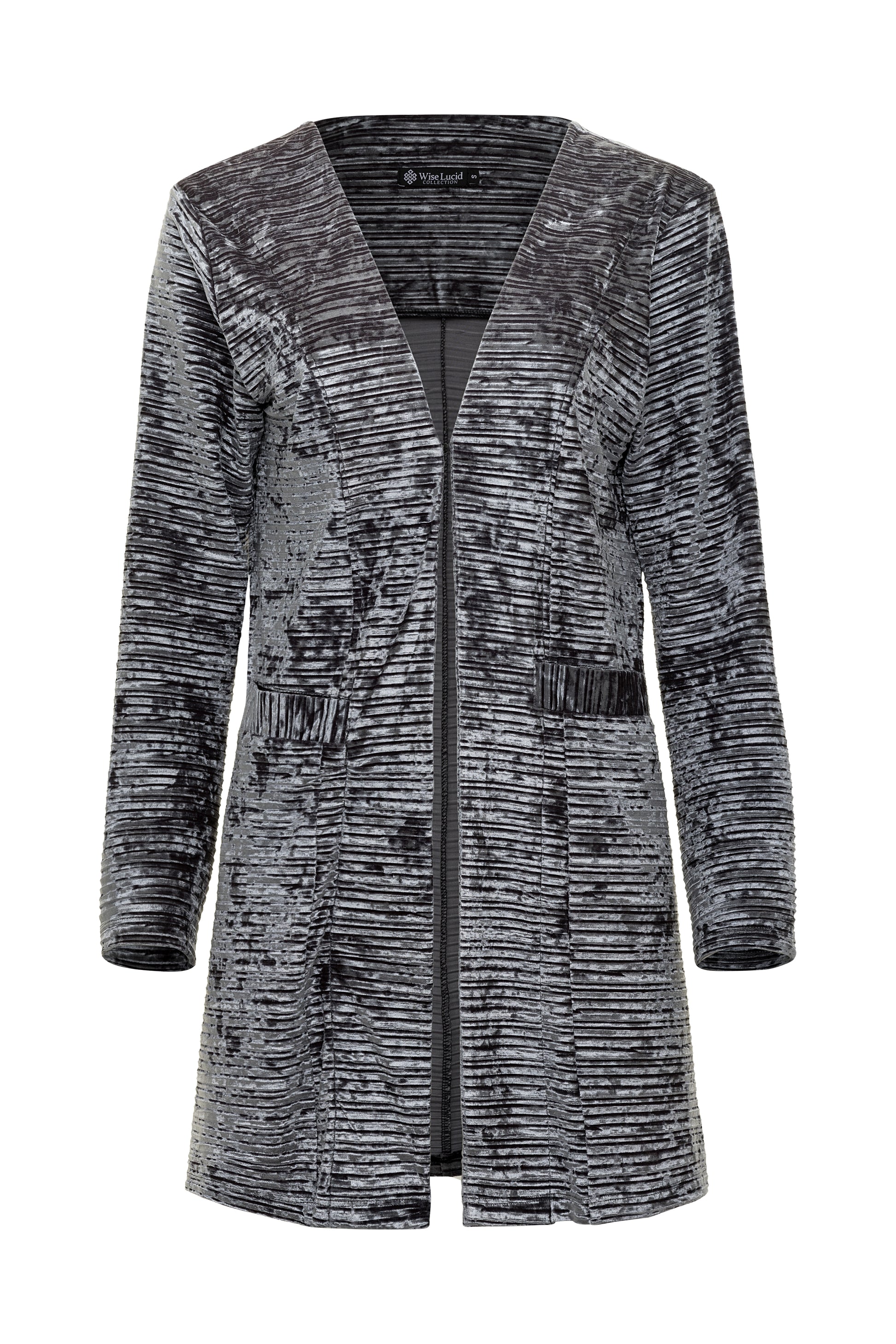 Textured gray plated coat on a white background