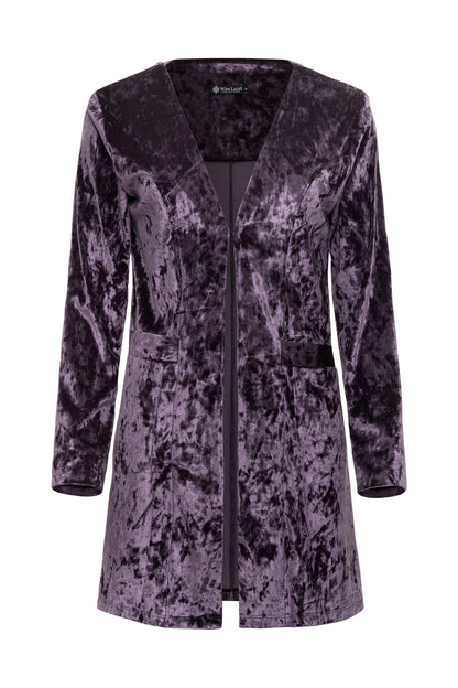 Purple textured cardigan on a white background