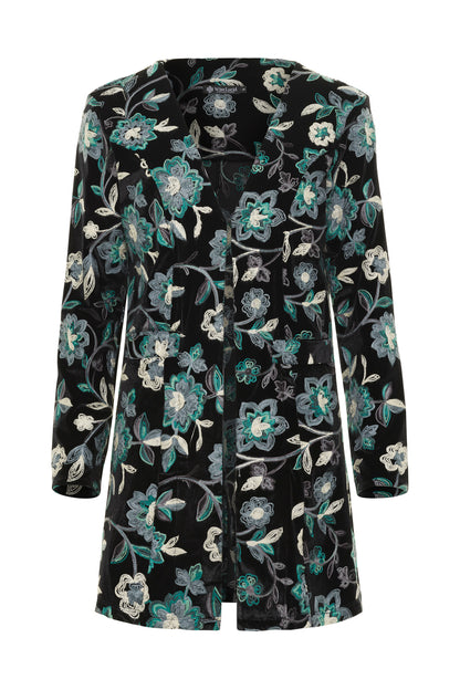 Floral patterned embroidery coat on a white background