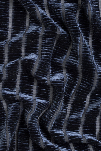 Velvet cardigan fabric detail black colored navy blue stripped